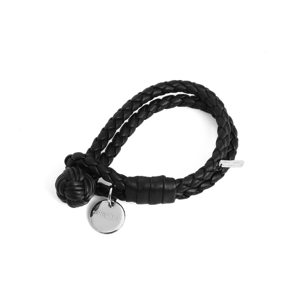 Bottega Veneta Intrecciato Nappa Double Leather Bracelet Navy