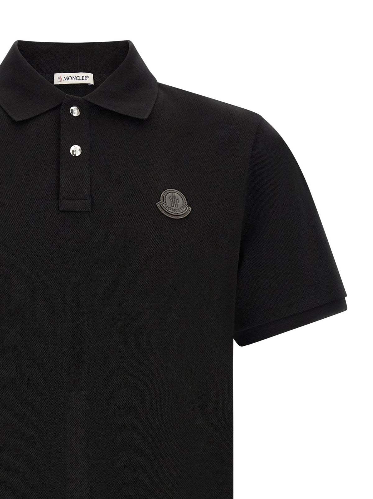 Moncler Black Cotton Short Sleeve Polo Shirt for Men