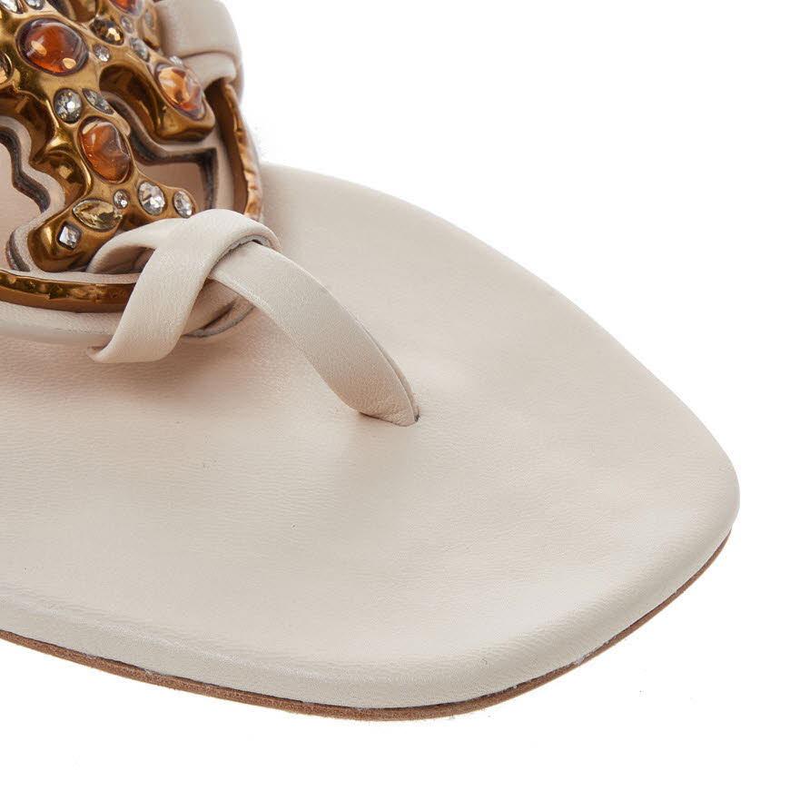 Tory Burch Jeweled Miller Sandals Women’s Tan Leather