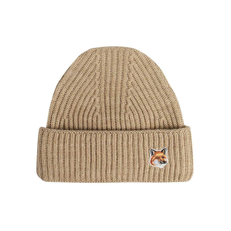 Maison Kitsune Fox Head Patch Wool Beanie Navy