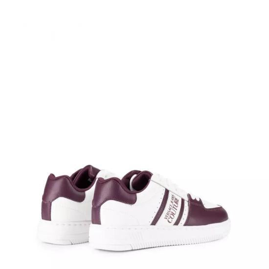 Versace White Burgundy Leather Sneakers