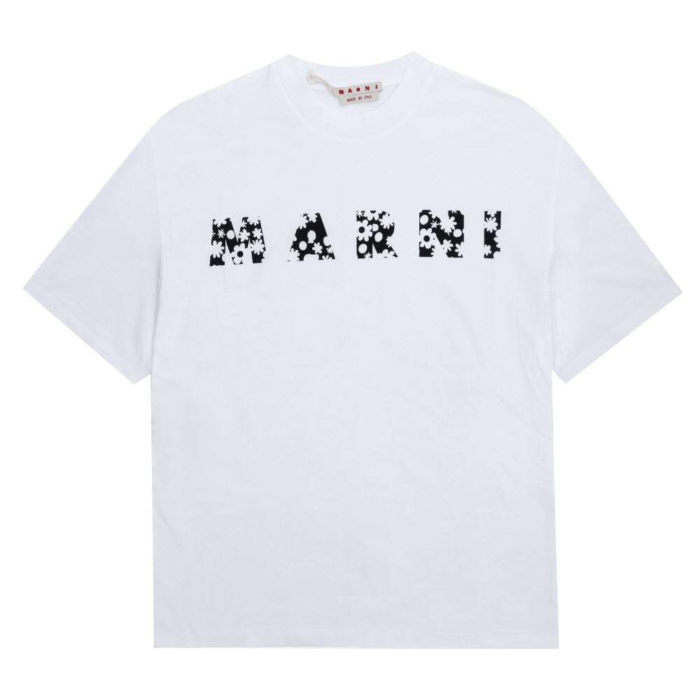 Marni Men's Short Sleeve Flower Logo T-Shirt HUMU0223IP USCX50 FLW01