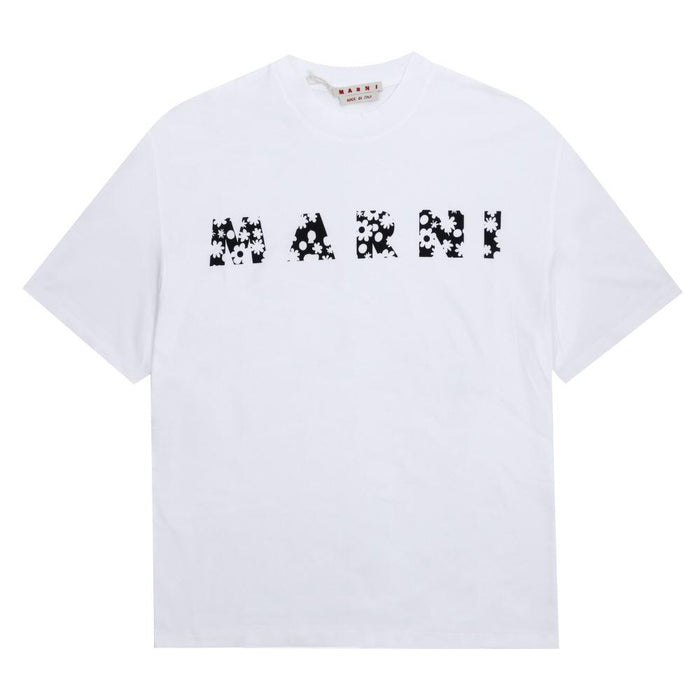 Marni Men's Short Sleeve Flower Logo T-Shirt HUMU0223IP USCX50 FLW01