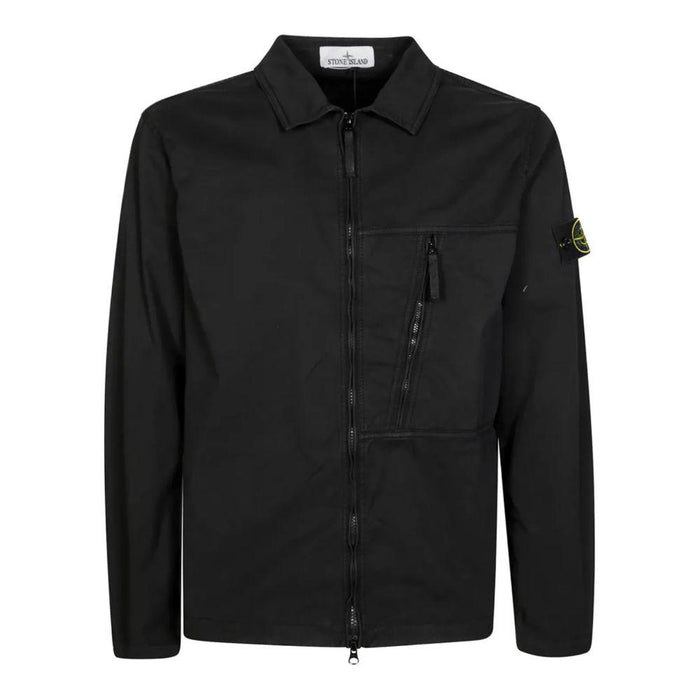 STONE ISLAND Black Cotton Logo Patch Overshirt Jacket M K2S151200003 S0010 V0029