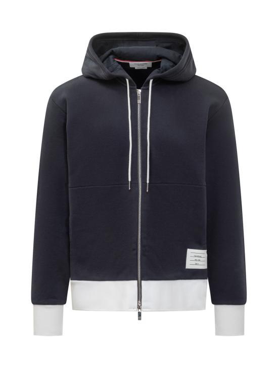 THOM BROWNE Classic 4-Bar Jersey Zip Hoodie Navy Men’s