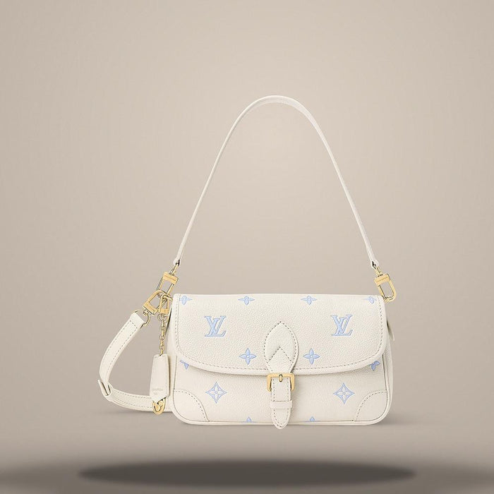 Louis Vuitton Diane Shoulder Bag Milky White Blue Leather