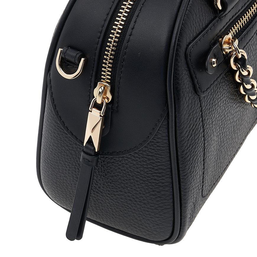 Michael Kors Women’s Logo Chain Tote Bag Black Leather Tote