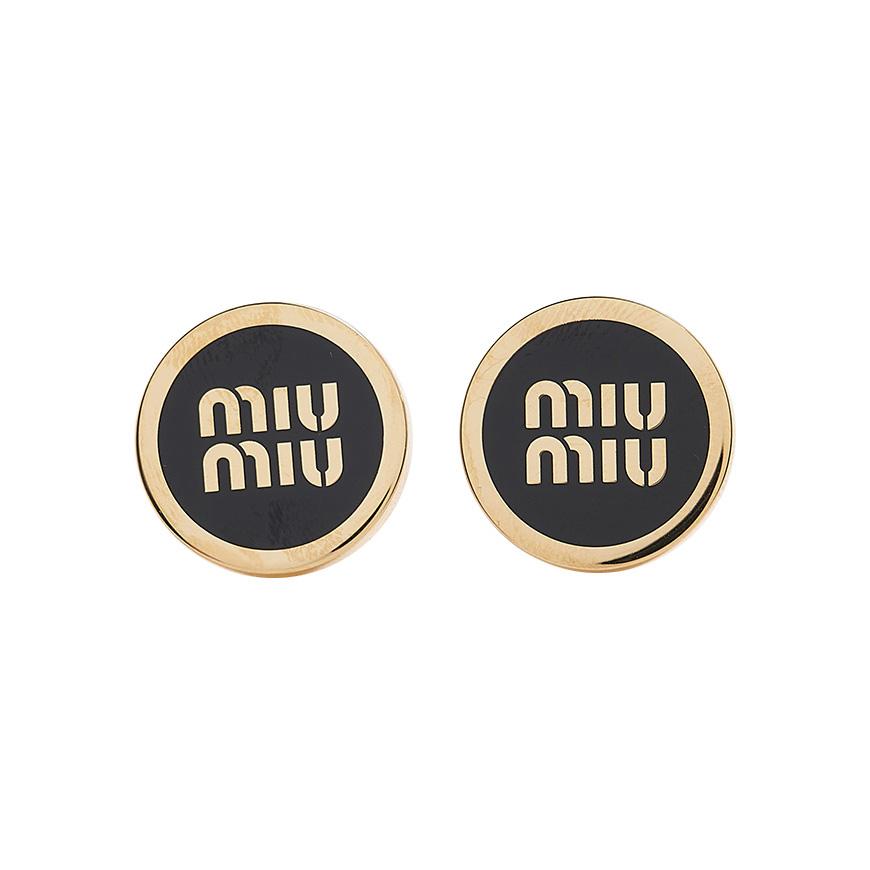 Miu Miu Black Enamel Metal Earrings