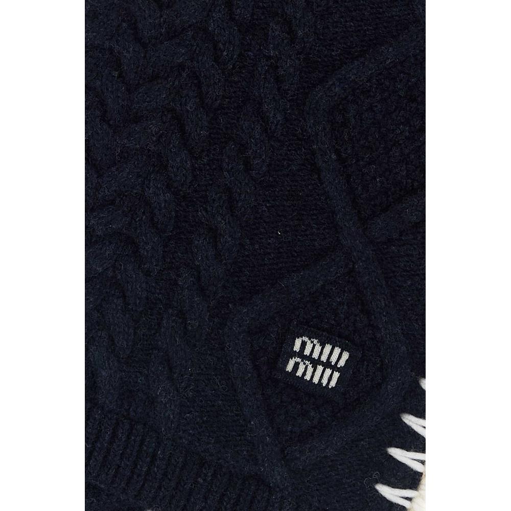 Miu Miu Wool Cashmere Scarf Navy
