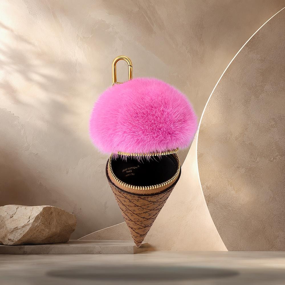 Louis Vuitton Pink LV Ice Cream Bag Charm Keyring M03945