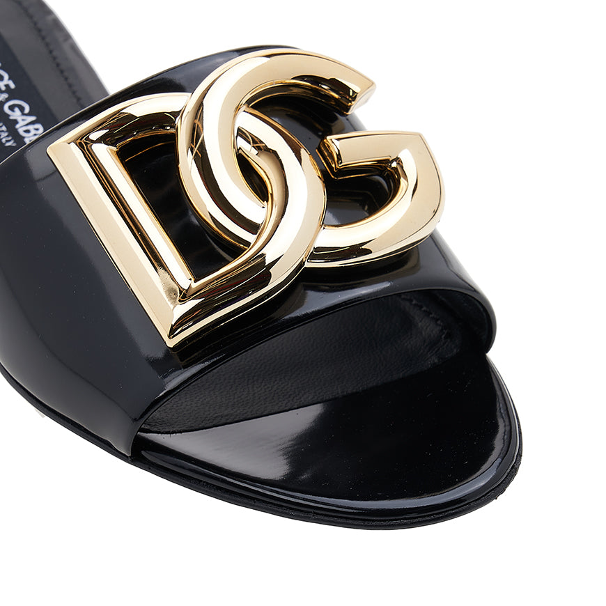 D&G Women's DG Logo Leather Sandals CQ0455 A1037 80999 1