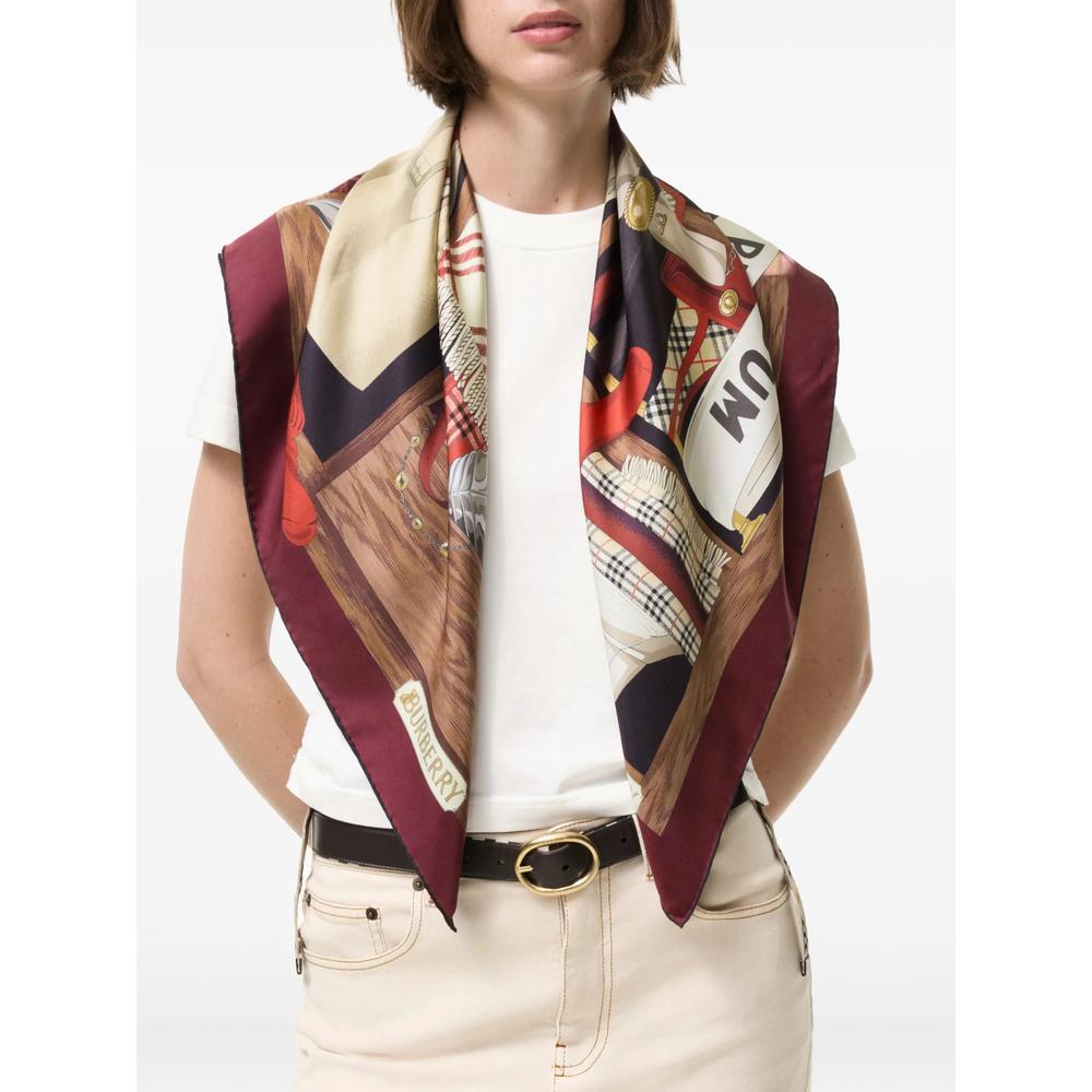 BURBERRY Beige Check Silk Scarf