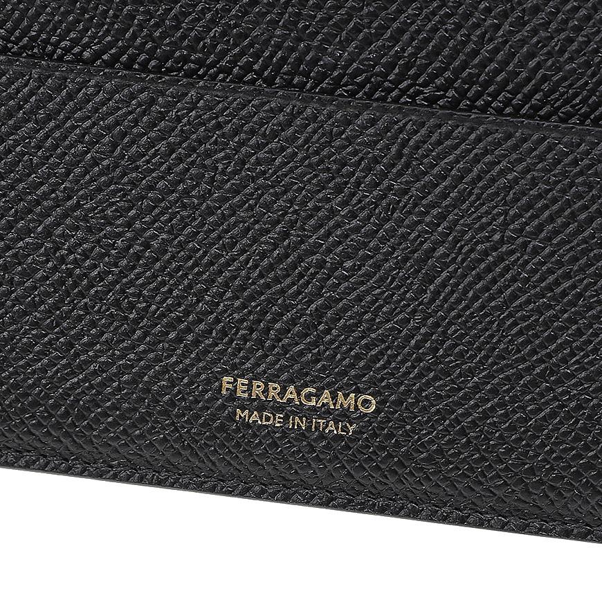 Ferragamo Gancini Card Holder Unisex Leather Wallet 1665 NERO 0784673