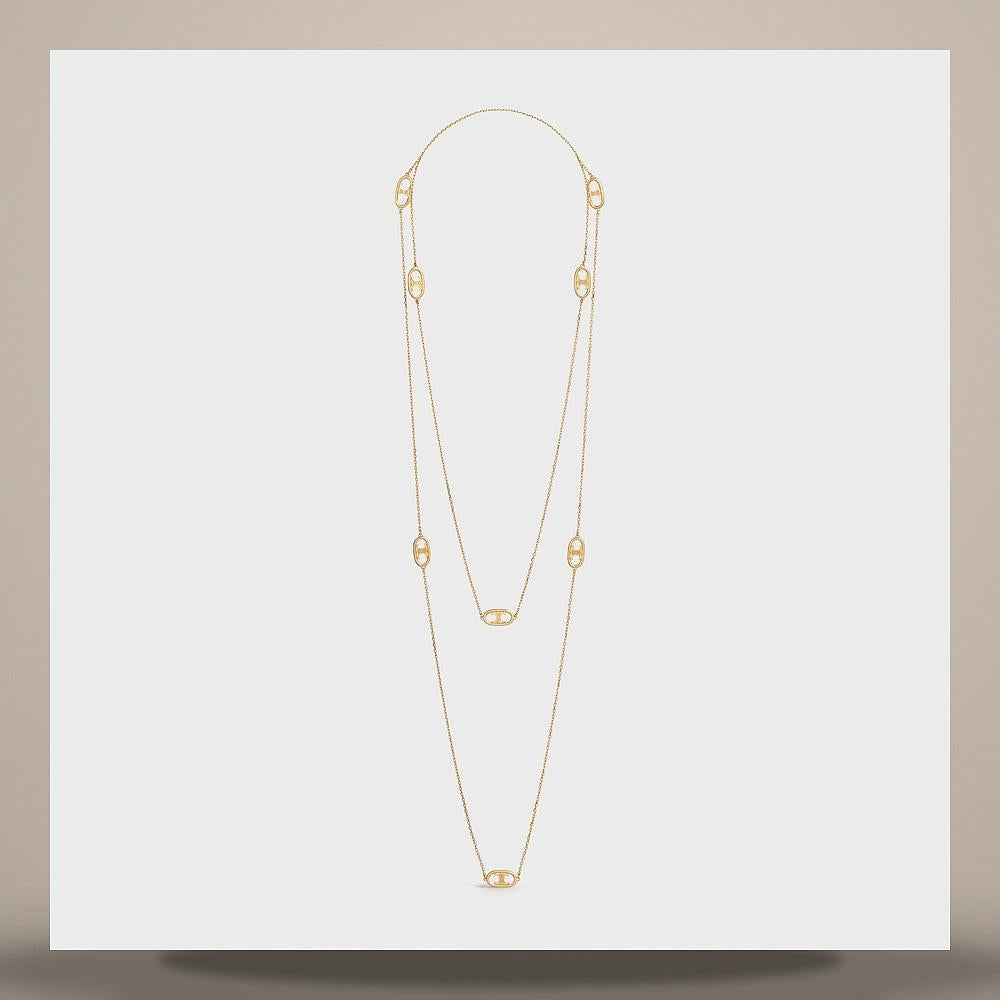 CELINE Maillon Triomphe Sautoir Yellow Gold Necklace 46Y176GLY 37AU