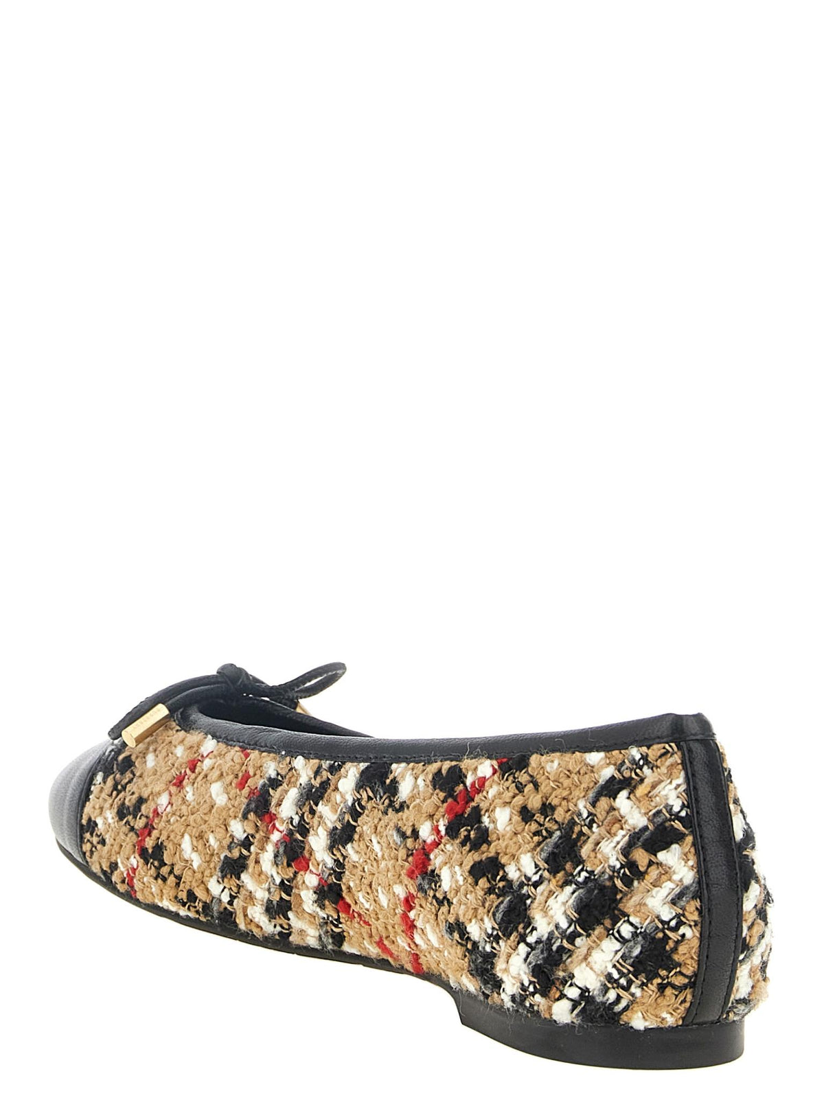 BURBERRY Beige Check Canvas Flat Shoes