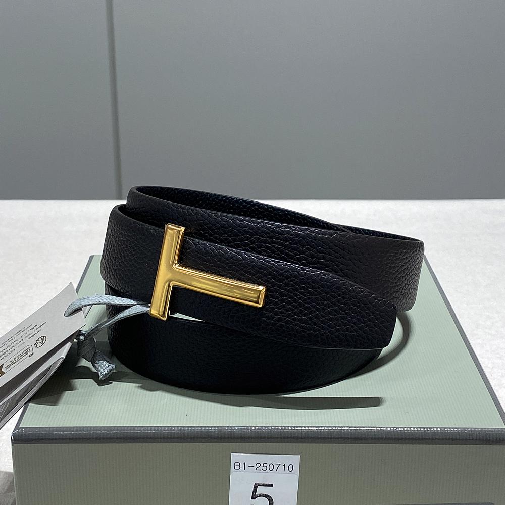 TOM FORD Men’s Reversible Leather T Buckle Belt Brown/Black