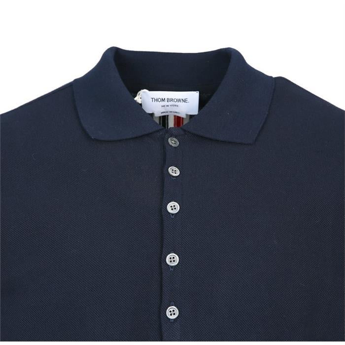 THOM BROWNE Relaxed Fit Short Sleeve Polo Shirt Navy MJP042A