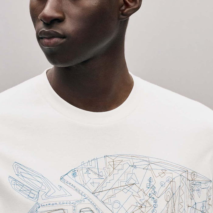 HERMES Quadrige Embroidered Cotton Short Sleeve T-Shirt White
