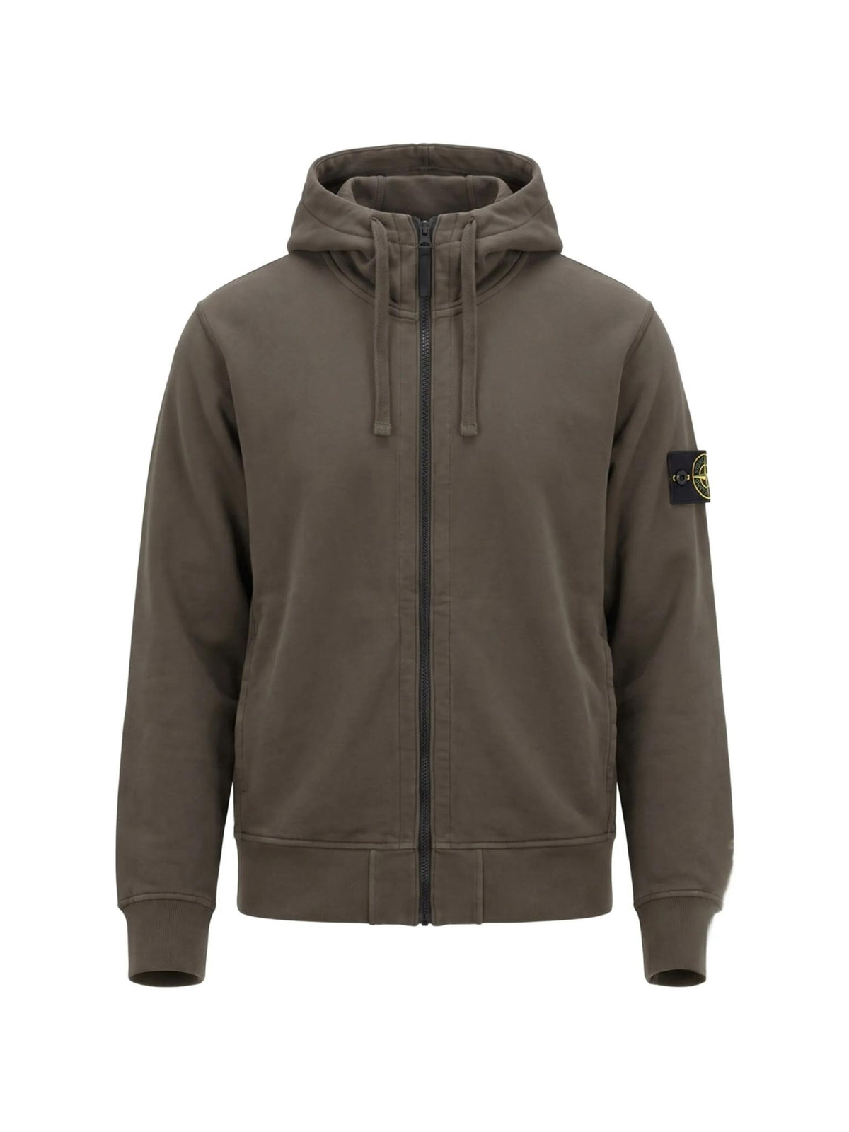 STONE ISLAND Black Knit Zip-Up Hoodie Sweater for Men