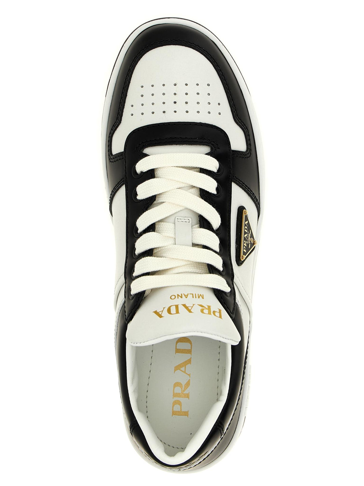 PRADA White Leather Low-Top Sneakers