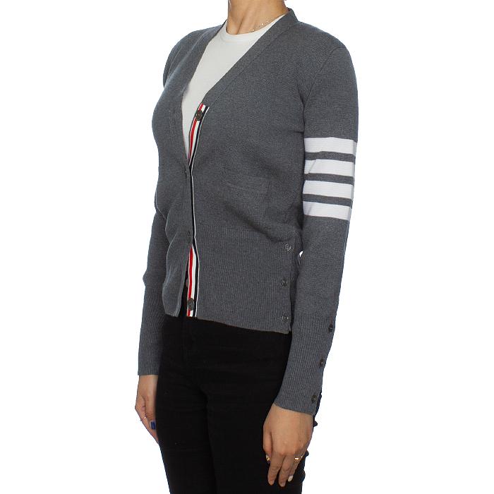 THOM BROWNE Milano Stitch Merino Wool Cardigan Gray Women