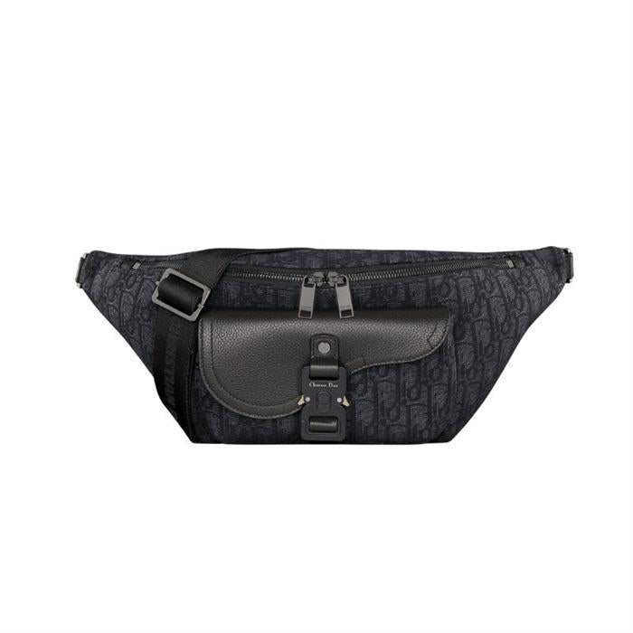 DIOR Saddle Belt Bag Black Leather Hip Pack 1ADBO084YKS H03E