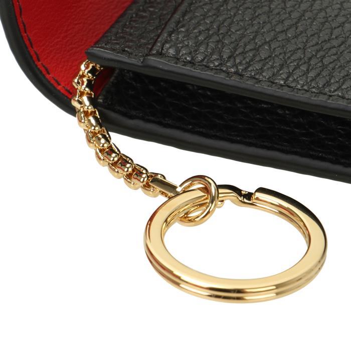 Ferragamo Gancini Keyring Card Holder Wallet Navy Leather