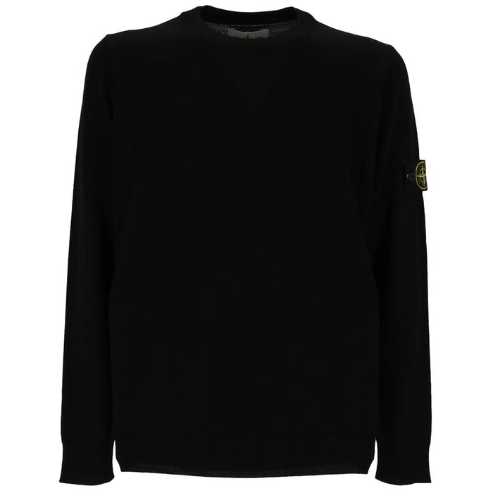 STONE ISLAND Wool Round Neck Knit Sweater Black 7715510C4 V0029