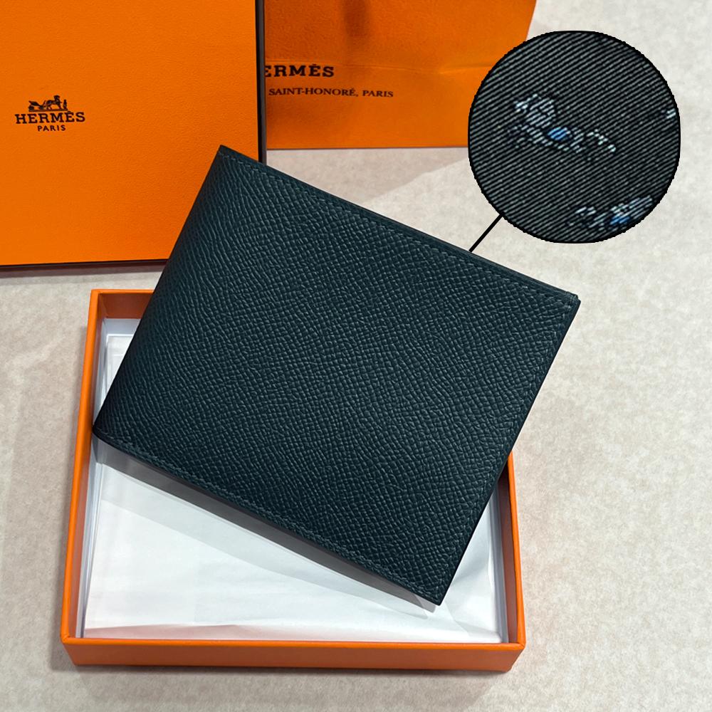 HERMES Citizen Twill Compact Wallet Evercolor Mangrove Horse Lining Bi-Fold