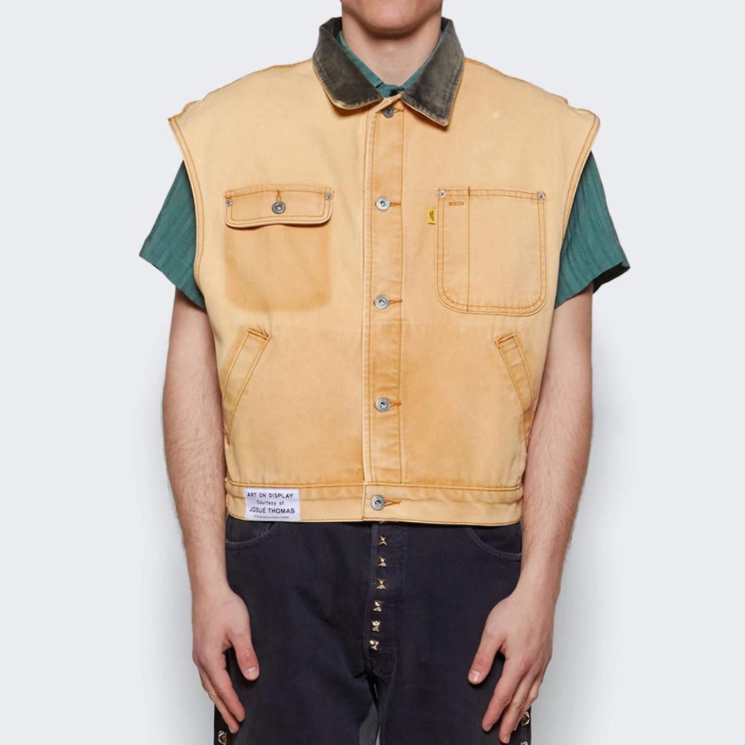 GALLERY DEPT. Logan Button Denim Vest Men Beige LGV 6059