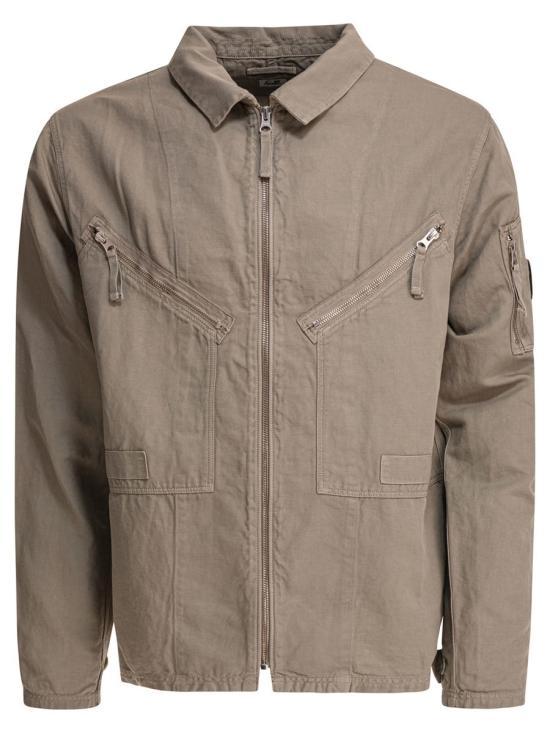 CP Company Vintage Khaki Cotton Zip Jacket for Men 18CMOS103A 006273G