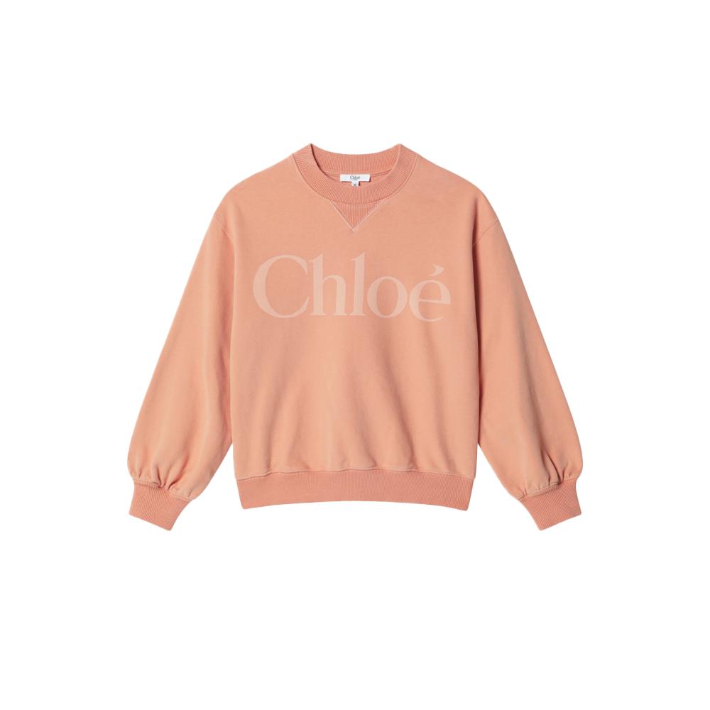 Chloe Logo Print Crewneck Sweatshirt Apricot Women C20845 43A