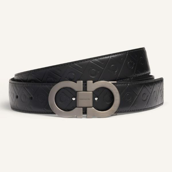 Ferragamo Double Gancini Buckle Reversible Leather Belt 35mm