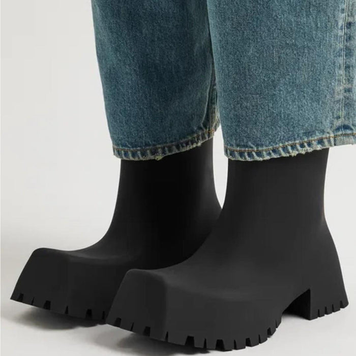 BALENCIAGA Black Trooper Rubber Mid Boots Unisex