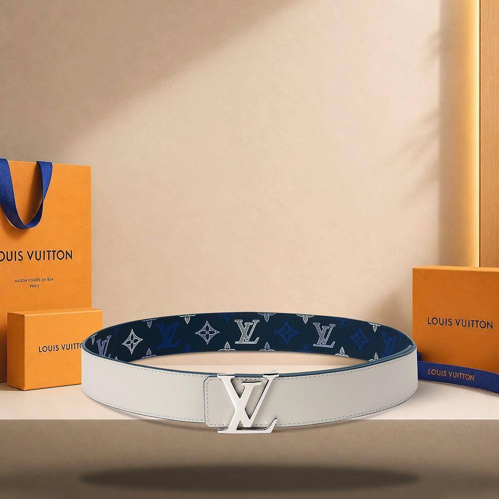 Louis Vuitton Monogram Shadow Reversible Belt Midnight Blue/White 40mm M4917