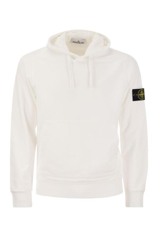 STONE ISLAND White Cotton Hooded Sweatshirt Women