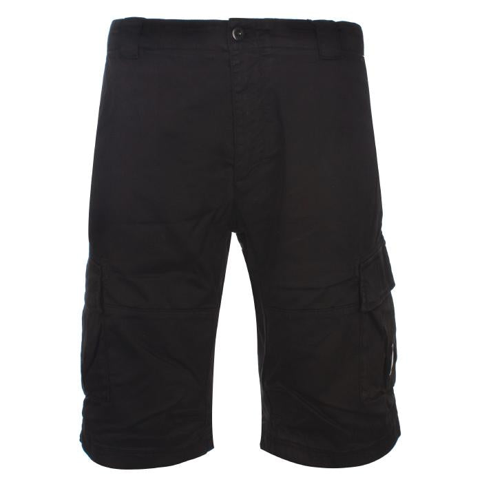 CP Company Stretch Satin Lens Cargo Shorts Black