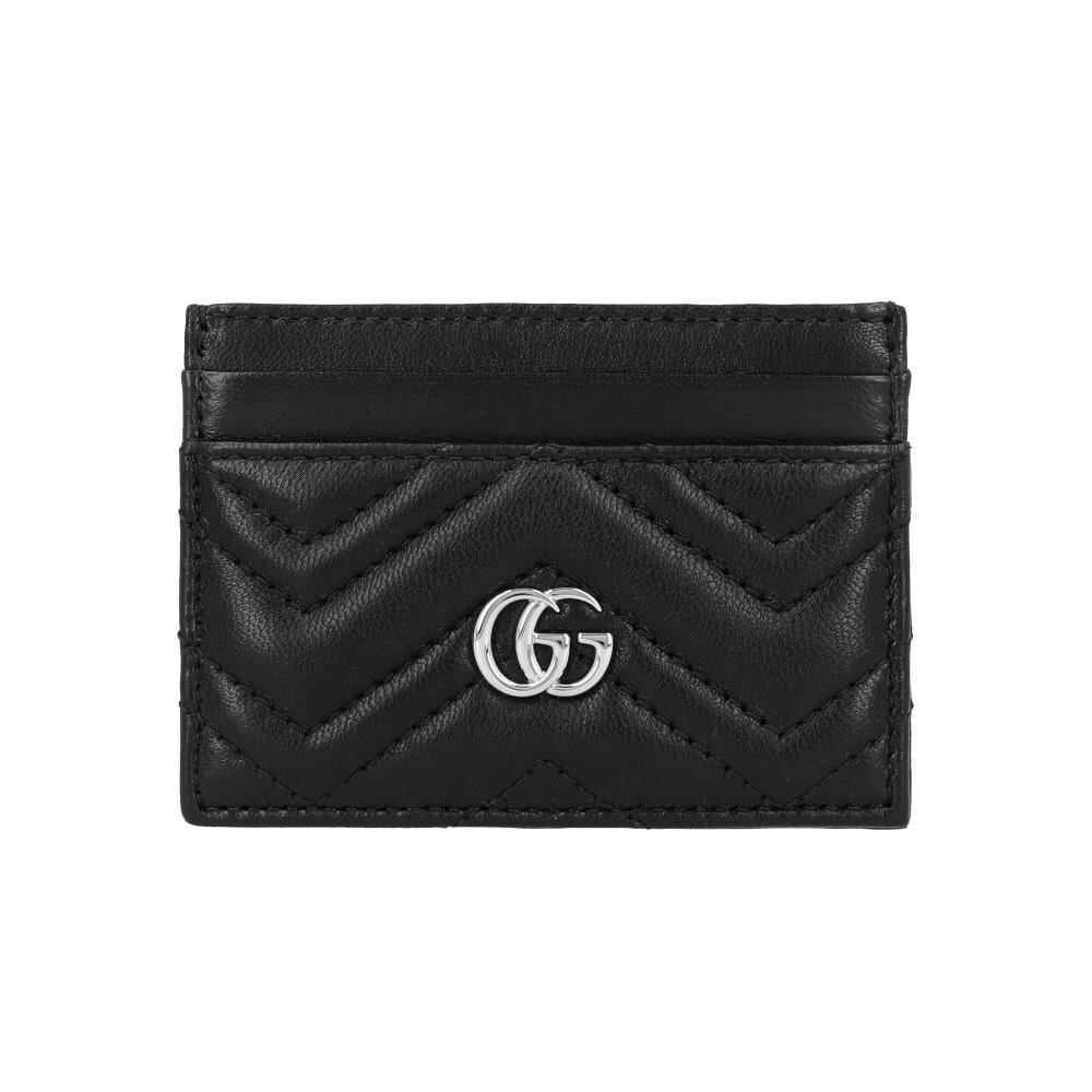GUCCI Black Matelassé Marmont GG Women’s Card Case Wallet