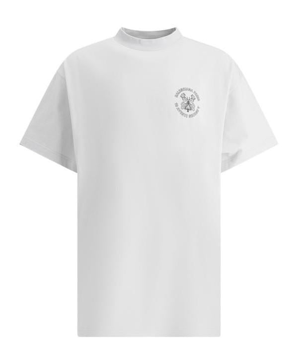 BALENCIAGA Logo Short Sleeve T-Shirt White Cotton Men