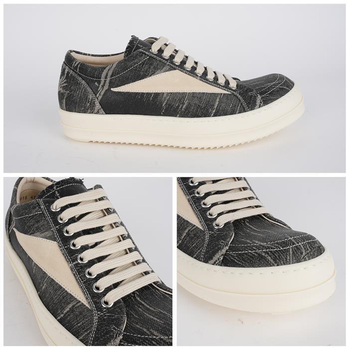 Rick Owens Darkshadow Vintage Denim Low-Top Sneakers