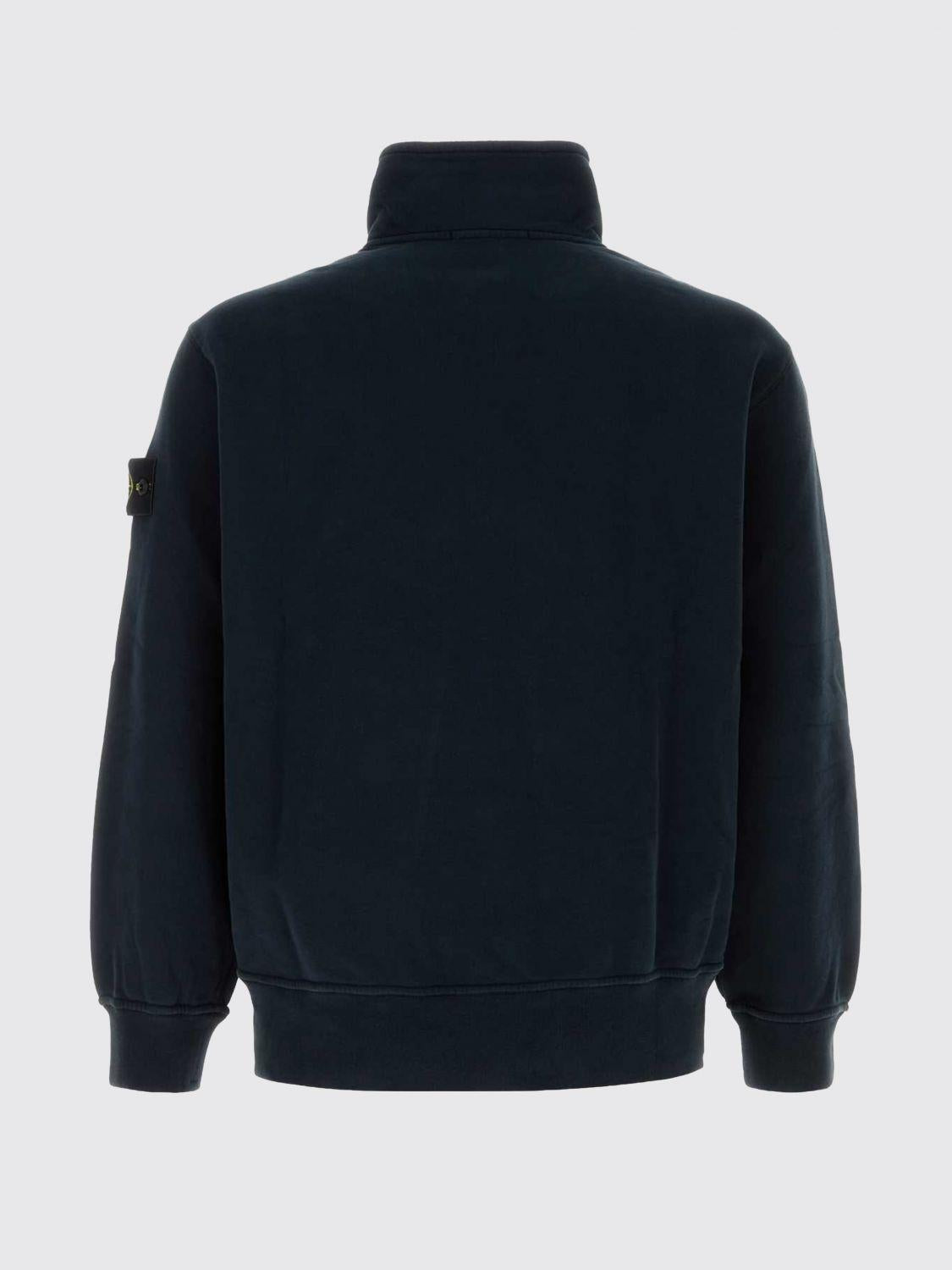 STONE ISLAND Black Cotton Logo Sweatshirt for Men