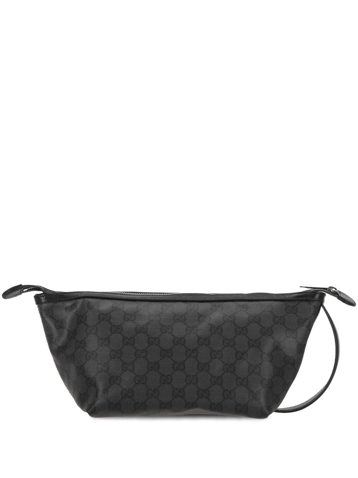 GUCCI Black Leather Zip Clutch Bag