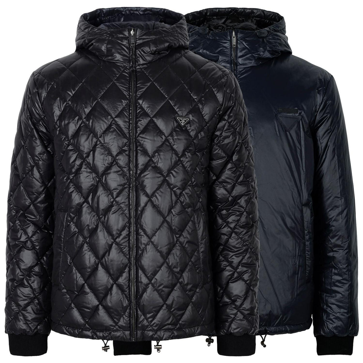 PRADA Black Quilted Technical Fabric Reversible Goose Down Jac SGC964 17QD F0002
