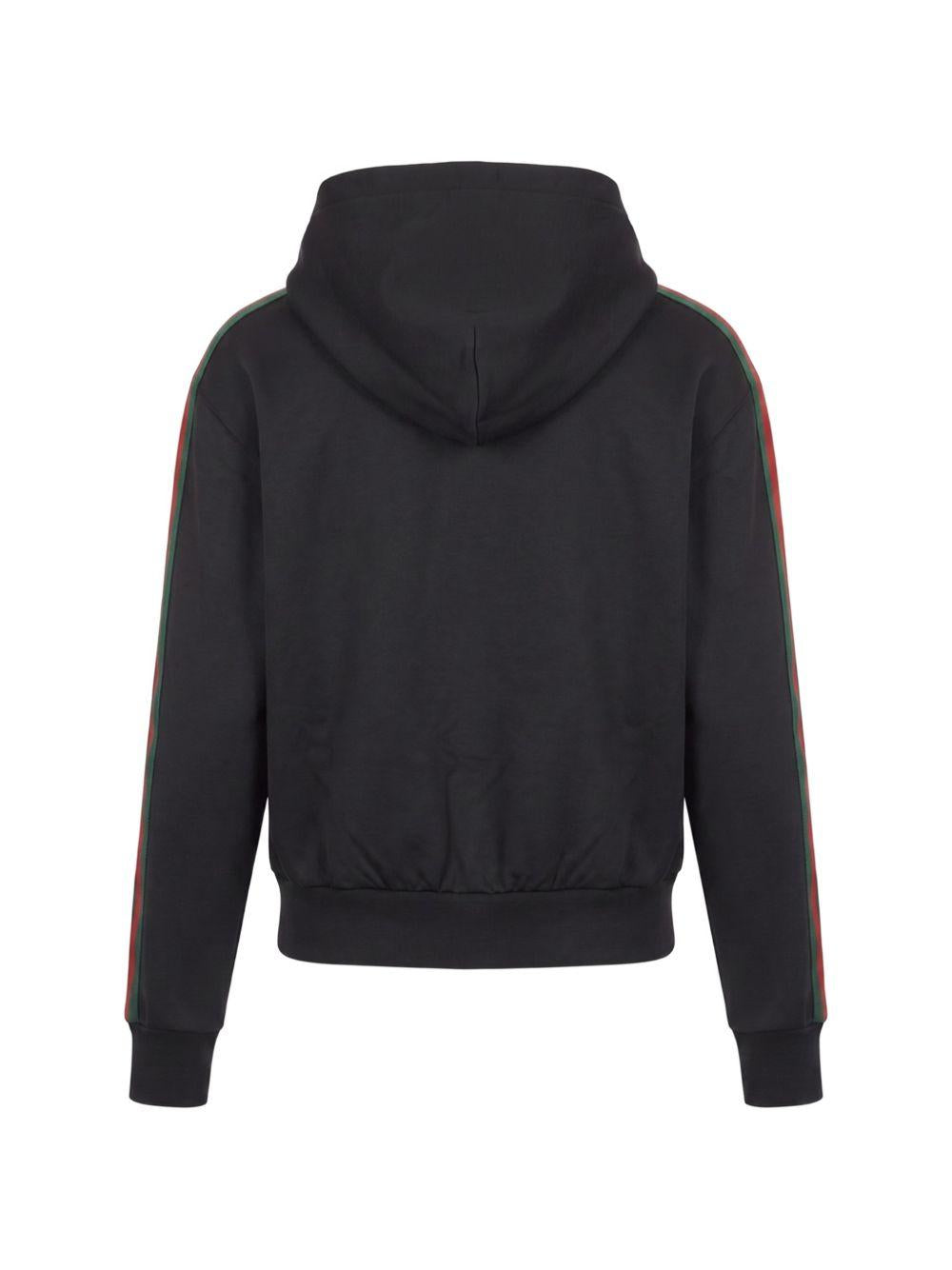 GUCCI Black Zip-Up Hoodie Women’s Cotton Sweatshirt