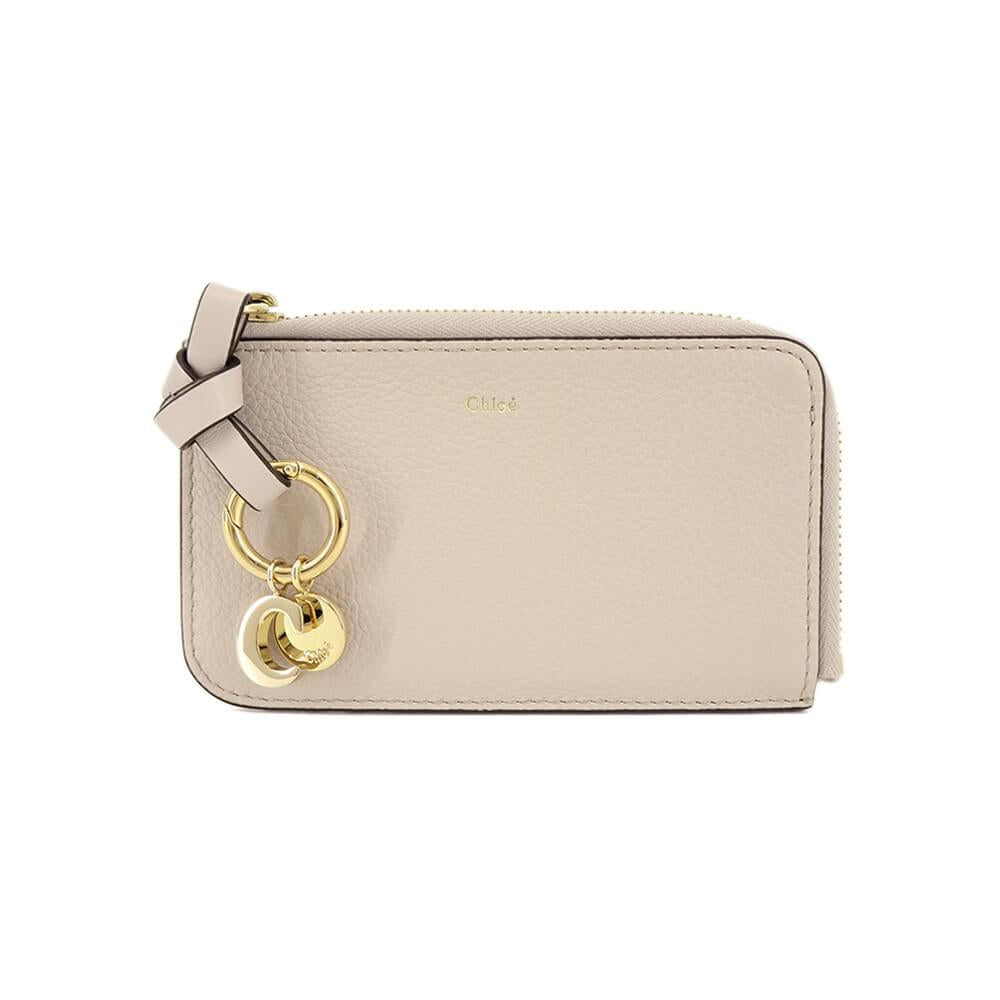 Chloe Alphabet Small Coin Card Holder Wild Grey Leather Wall CHC21 WP944 F57 084