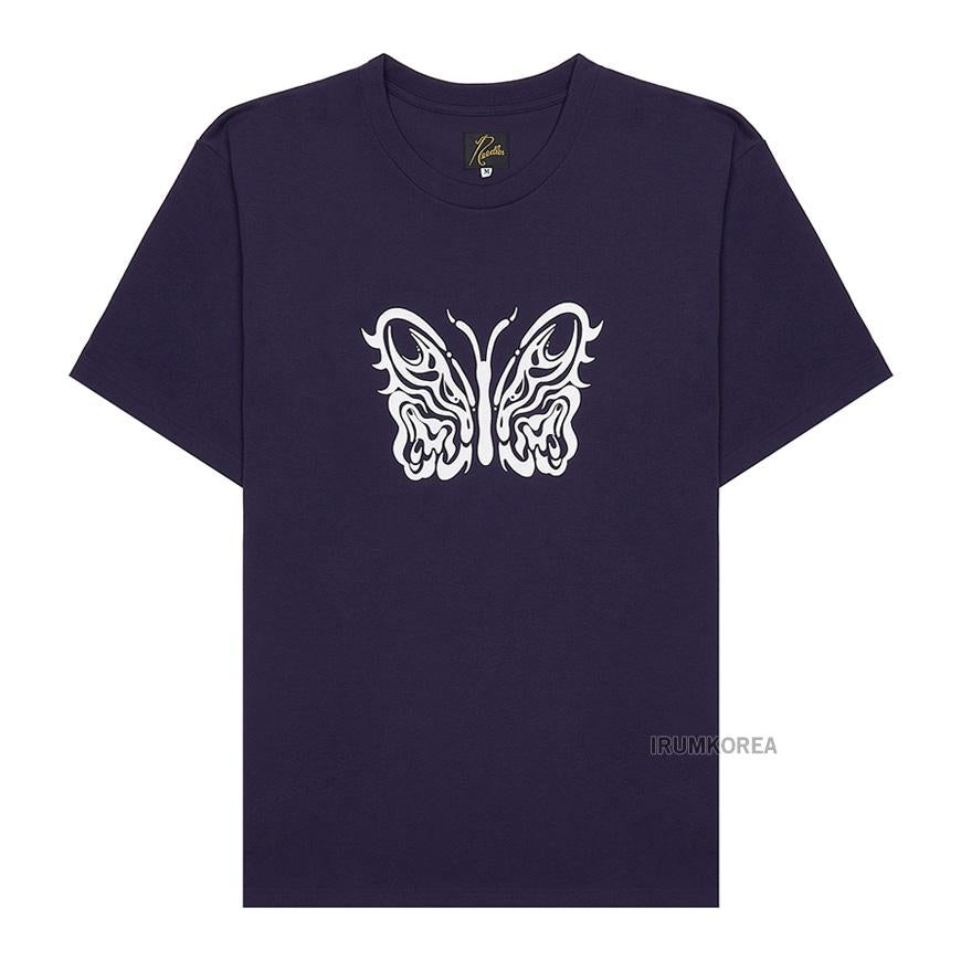 NEEDLES Men’s Short Sleeve Crewneck T-Shirt QV433B EGGPLANT