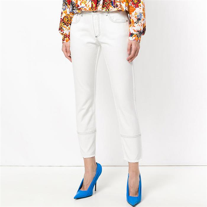 MSGM Slim Leg Cropped Jeans White Women’s Classic Pants