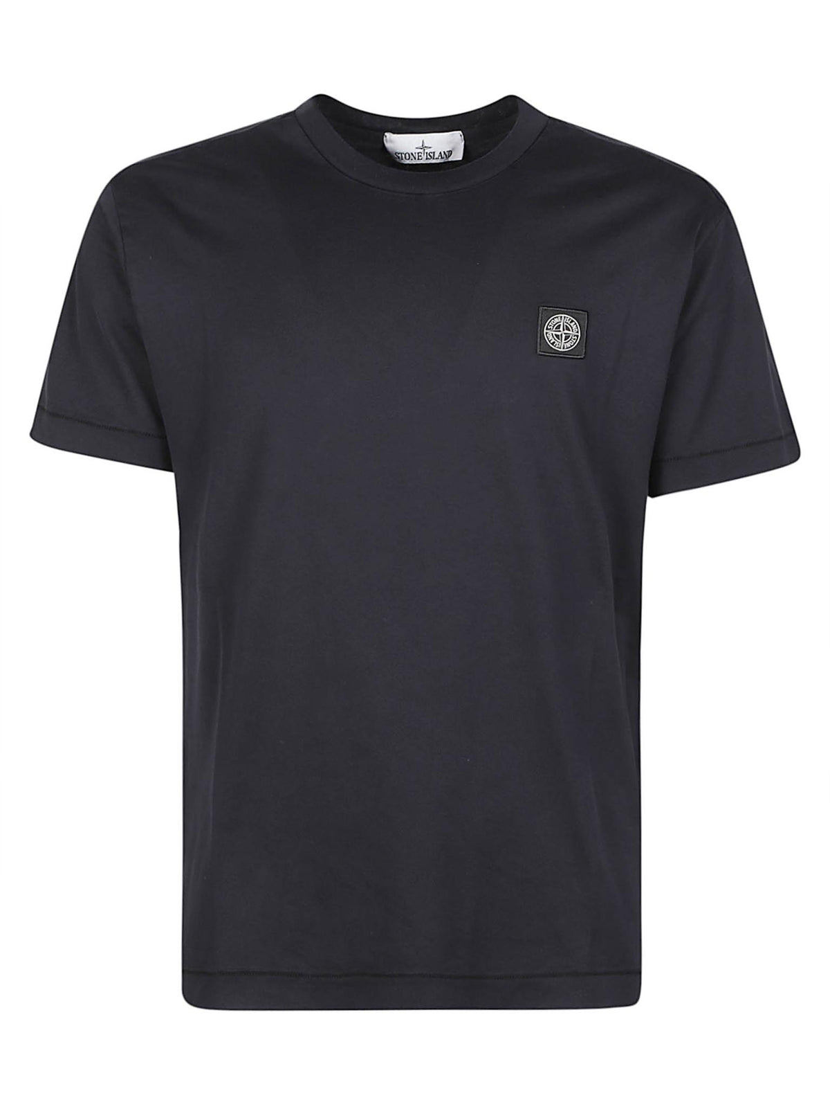 STONE ISLAND Black Cotton Short Sleeve T-Shirt