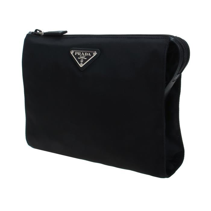 PRADA Re-Nylon and Leather Clutch Black