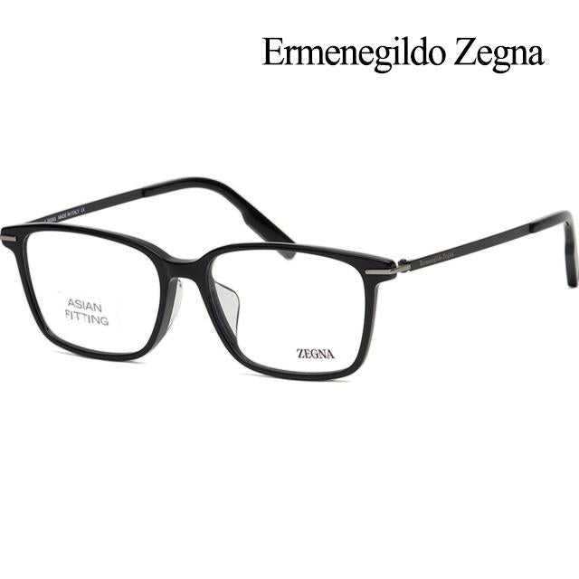 Zegna Black Square Acetate Asian Fit Eyeglass Frames EZ5246F 001